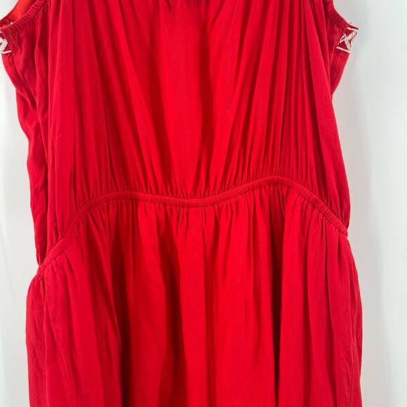 SHE + SKY Jumper Romper Size Large Red Embroidered Tassels Summer Beach Coastal - Picture 11 of 16